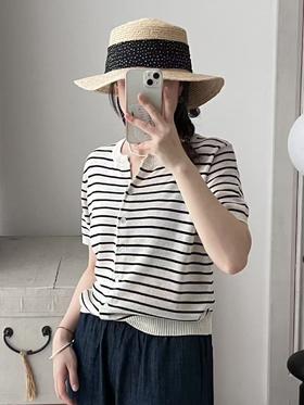 【门店同款】ENJOY夏季气质条纹针织衫 163243453