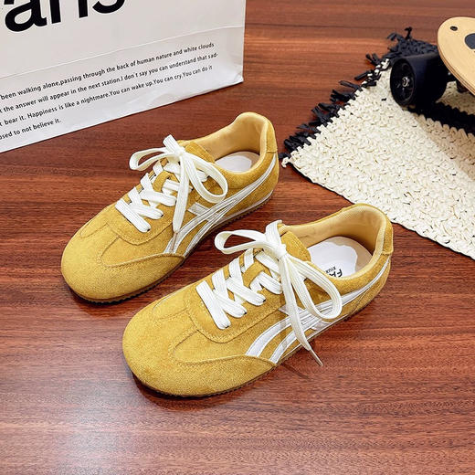 XY/回力1927黄色反绒皮系带平底透气百搭休闲运动鞋25318 商品图0