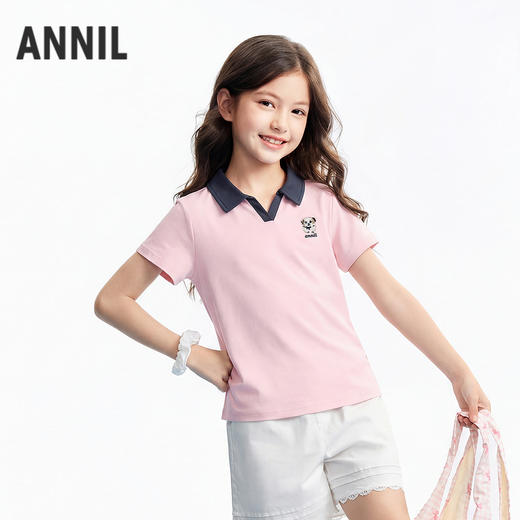 女童翻领短袖针织衫夏季新款安奈儿童装EG621795 商品图1