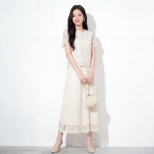 奢姿大码女装2026夏季绣花蕾丝圆领两件套胖妹妹时尚轻奢气质套装9962954736 商品图1