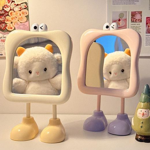 【可爱大脚丫造型、高清镜面不变形】台式桌面化妆镜女卧室梳妆台镜子学生宿舍轻奢ins高清美妆公主镜.TA 商品图0