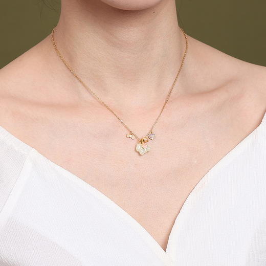 六鑫珠宝 天然和田玉爱恋小马项链 s925银 商品图4