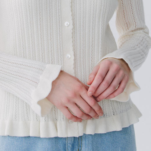 东黎 • 那个夏天 那片庄园 小山羊绒 女士春季挑孔开衫 6183 商品图6