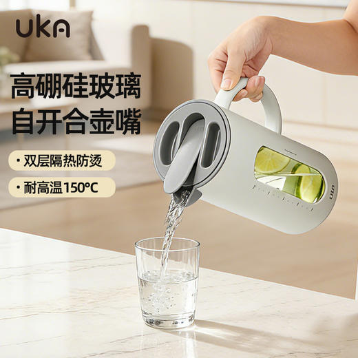 UKA 自开合冷水壶杯架套装 小清新色系 高硼硅玻璃 耐冷耐热 重力感应自开合 精致又高级 专利防尘 商品图3