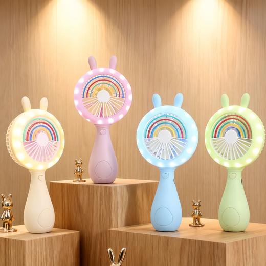 【小巧轻便！噪音小】马卡龙色软萌兔子手持小风扇 学生夏季节日奖品小礼品电风扇。xb 商品图3