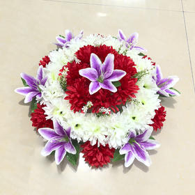 紫百合花圈清明仿真花假花祭祀殡葬陵园扫墓摆放现货祭祀用品批发