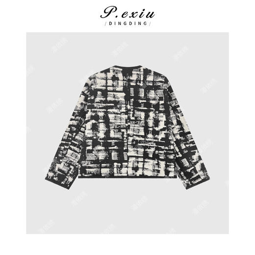 04-4潘依绣丁丁宠粉羊毛小众水墨肌理高级感宽松V领外套 Q13448 商品图1