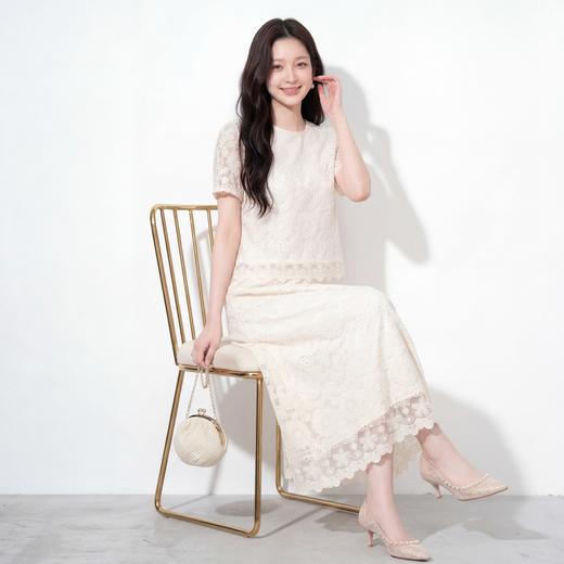 奢姿大码女装2026夏季绣花蕾丝圆领两件套胖妹妹时尚轻奢气质套装9962954736 商品图2