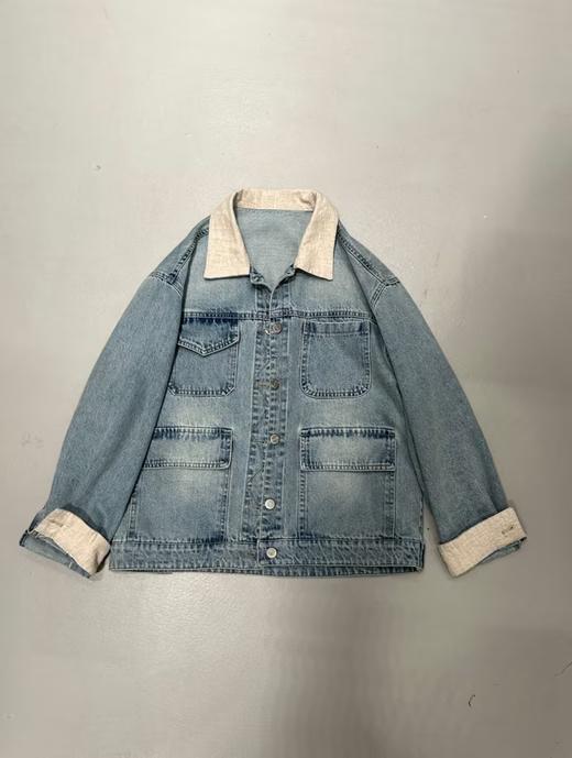 【门店同款】ENJOY春季巴恩风亚麻拼接牛仔外套 170550718 商品图0