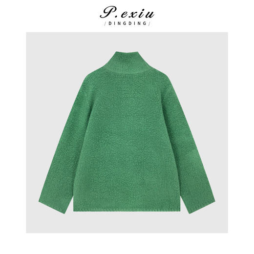 04-4潘依绣丁丁宠粉100%羊毛慵懒风肌理感半拉链立领长袖卫衣Q84951 商品图1
