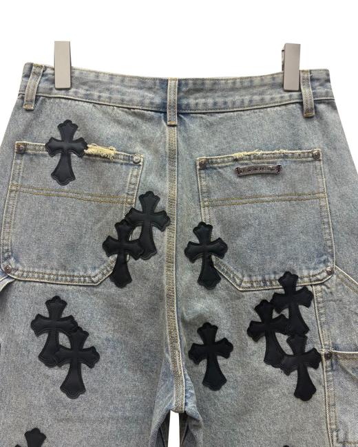 中性款十字架毛边休闲短裤la009 商品图2