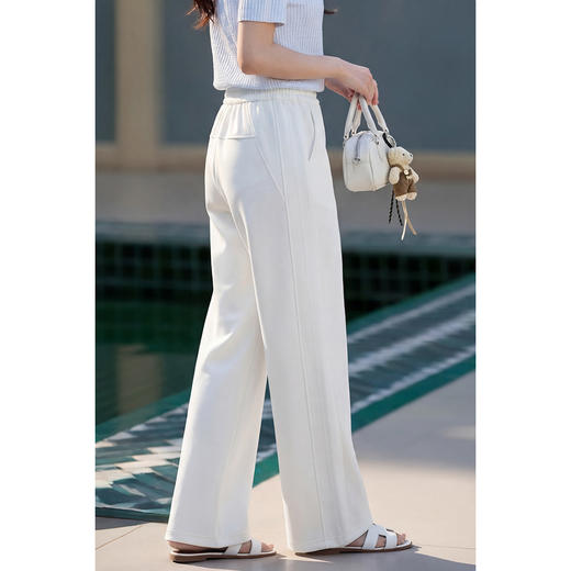 休闲遛弯裤 莫代尔+棉混纺 舒适无感 米思阳2026夏新款冰凉百搭显瘦黑色直筒裤休闲慵懒长裤1176 商品图4