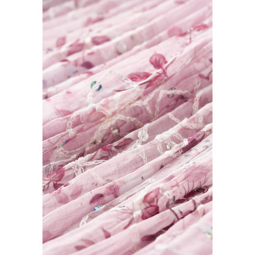 浪漫明媚印花半身裙 米思阳2026夏新款宽松显瘦高腰松紧腰A字百褶裙1175 商品图6