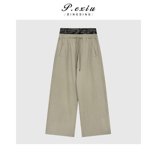 04-3潘依绣丁丁宠粉小众个性迷彩拼接双层腰头直筒休闲裤Q78461 商品图0