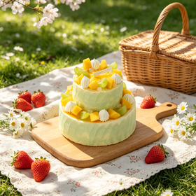 【芒果鲜果乐园】夏日清新芒果蛋糕，把芒果的香甜、椰肉爆珠的Q弹、奶油的绵密，融入松软的蛋糕胚中，口感层层递进，让人吃一口还想吃