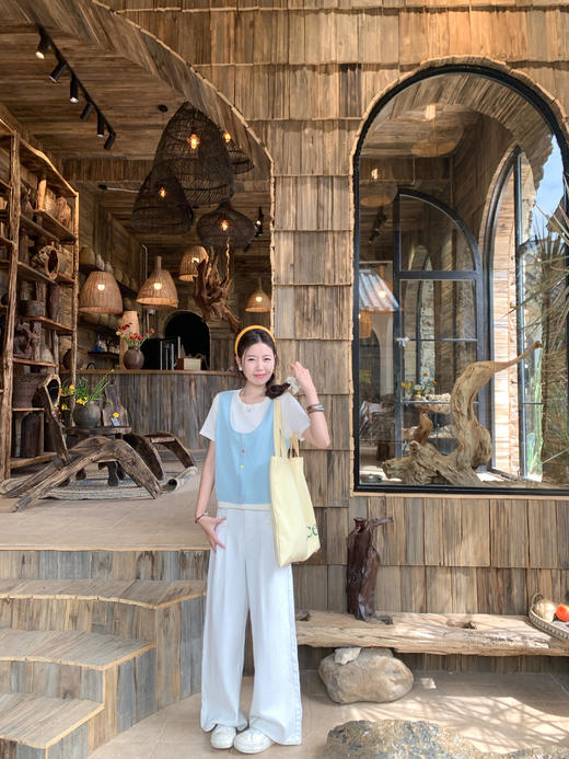 <曾小咸推荐>4.12现货秒杀 ！微信超特价！韩系背心假两件针织短袖 日常149.99 立减70 秒杀79.99！！ 商品图11