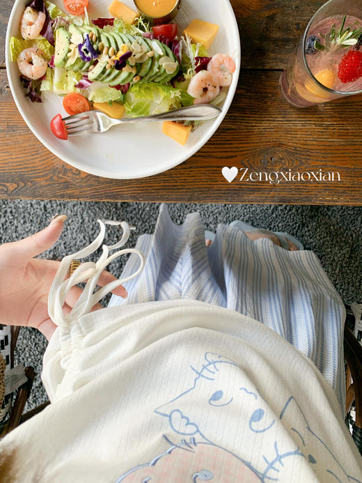 <曾小咸推荐>4.13现货秒杀 ！微信超特价！韩系斜肩刺绣小猫短袖 日常139.99 立减80 秒杀59.99！！ 商品图12