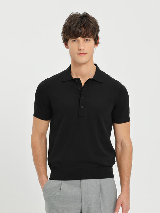 callisto黑色进口三醋酸匹马棉混纺T恤 商品图2