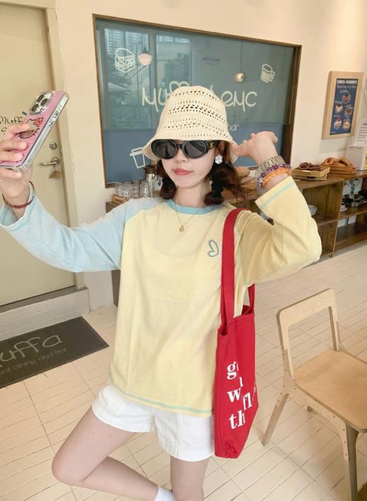 <曾小咸推荐>4.13现货秒杀 ！微信超特价！韩系撞色条纹长袖t恤 日常139.99 立减70 秒杀69.99！！ 商品图7