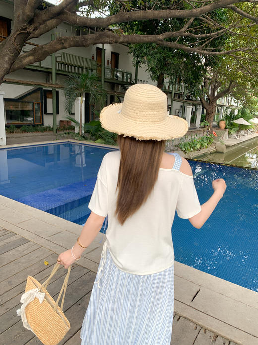 <曾小咸推荐>4.13现货秒杀 ！微信超特价！韩系斜肩刺绣小猫短袖 日常139.99 立减80 秒杀59.99！！ 商品图6