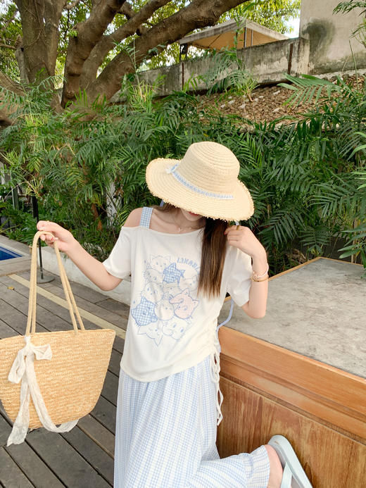 <曾小咸推荐>4.13现货秒杀 ！微信超特价！韩系斜肩刺绣小猫短袖 日常139.99 立减80 秒杀59.99！！ 商品图8