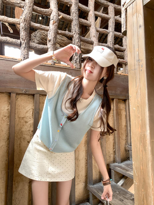 <曾小咸推荐>4.12现货秒杀 ！微信超特价！韩系背心假两件针织短袖 日常149.99 立减70 秒杀79.99！！ 商品图8