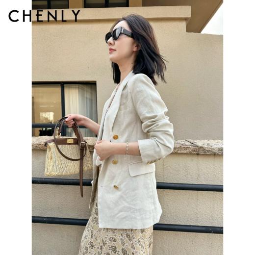 尘衣｜26SS老钱风天花板紫标亚麻西装套装 商品图0