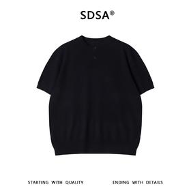 SDSA男装2026新款轻奢基础款老钱风针织半纽扣圆领短袖T恤百搭