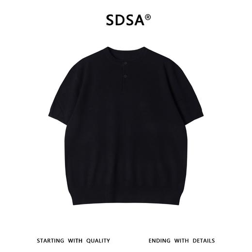 SDSA男装2026新款轻奢基础款老钱风针织半纽扣圆领短袖T恤百搭 商品图0