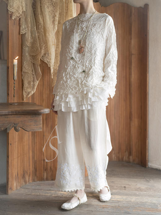 Daniela Gregis 26SS 奶油白肌理斜纹真丝船领上衣 商品图4