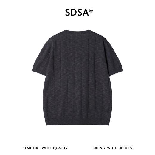SDSA男装2026新款高贵轻奢坑条撞色边短袖针织T恤宽松肌理感上衣 商品图4