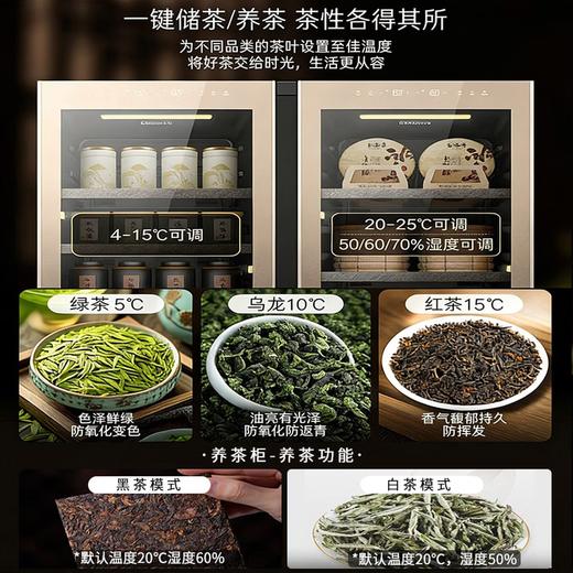 卡萨帝（Casarte）观山茶叶柜冰柜冷藏立式冰柜家用保鲜茶室客厅办公室书房恒温恒湿风冷无霜变频小型透明玻璃展示门 【养藏一体茶叶柜套装】2台组合对开 342升 商品图2
