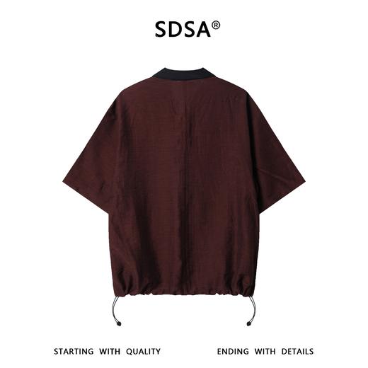SDSA男装2026新款轻奢复古舒适半按扣翻领短袖衬衫下摆松紧百搭 商品图4