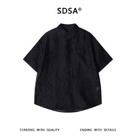 SDSA男装2026新款高贵轻奢潮牌扎染裁剪磨毛短袖衬衫百搭舒适上衣