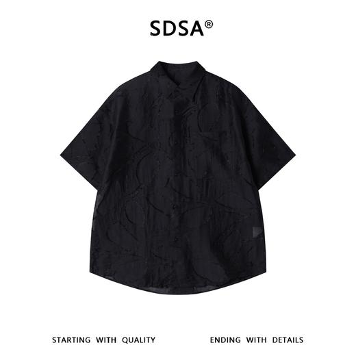 SDSA男装2026新款高贵轻奢潮牌扎染裁剪磨毛短袖衬衫百搭舒适上衣 商品图0