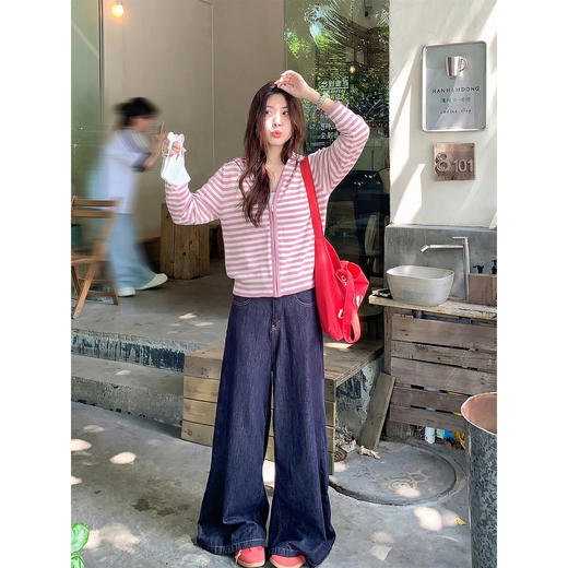 <曾小咸推荐>4.14现货秒杀 ！微信超特价！条纹连帽拉链针织开衫 日常219.99 立减130 秒杀89.99！！ 商品图4