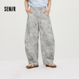 森马休闲裤男夏季潮流印花弯刀廓形裤2026新款时尚个性做旧脏脏裤