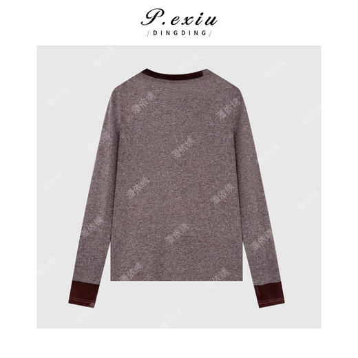 04-4潘依绣丁丁宠粉休闲减龄双面绒面拼接丝绒修身显瘦上衣W-63583 商品图2