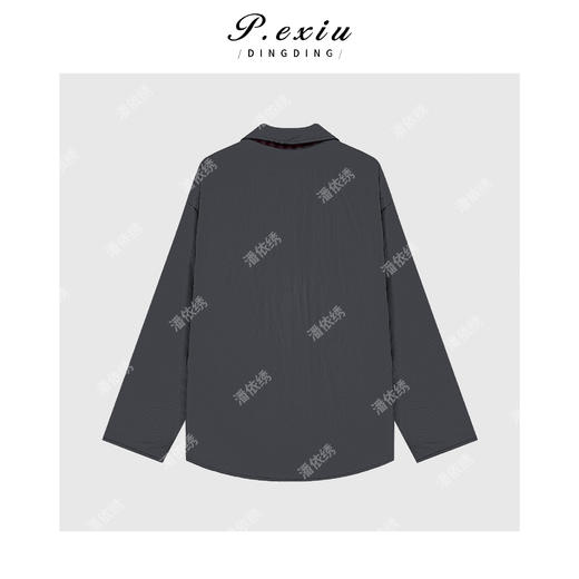 04-4潘依绣丁丁宠粉韩系高级感撞色格纹廓形慵懒休闲翻领长袖外套W-63526 商品图2