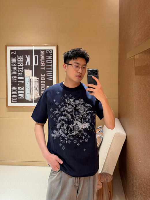 驴家 26ss刺绣字母标识提花针织T恤 商品图1