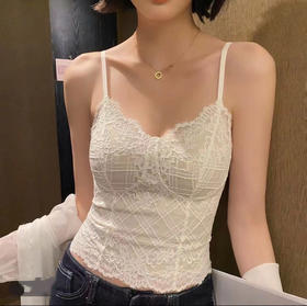 SUNJ6112格子睫毛蕾丝美背吊带