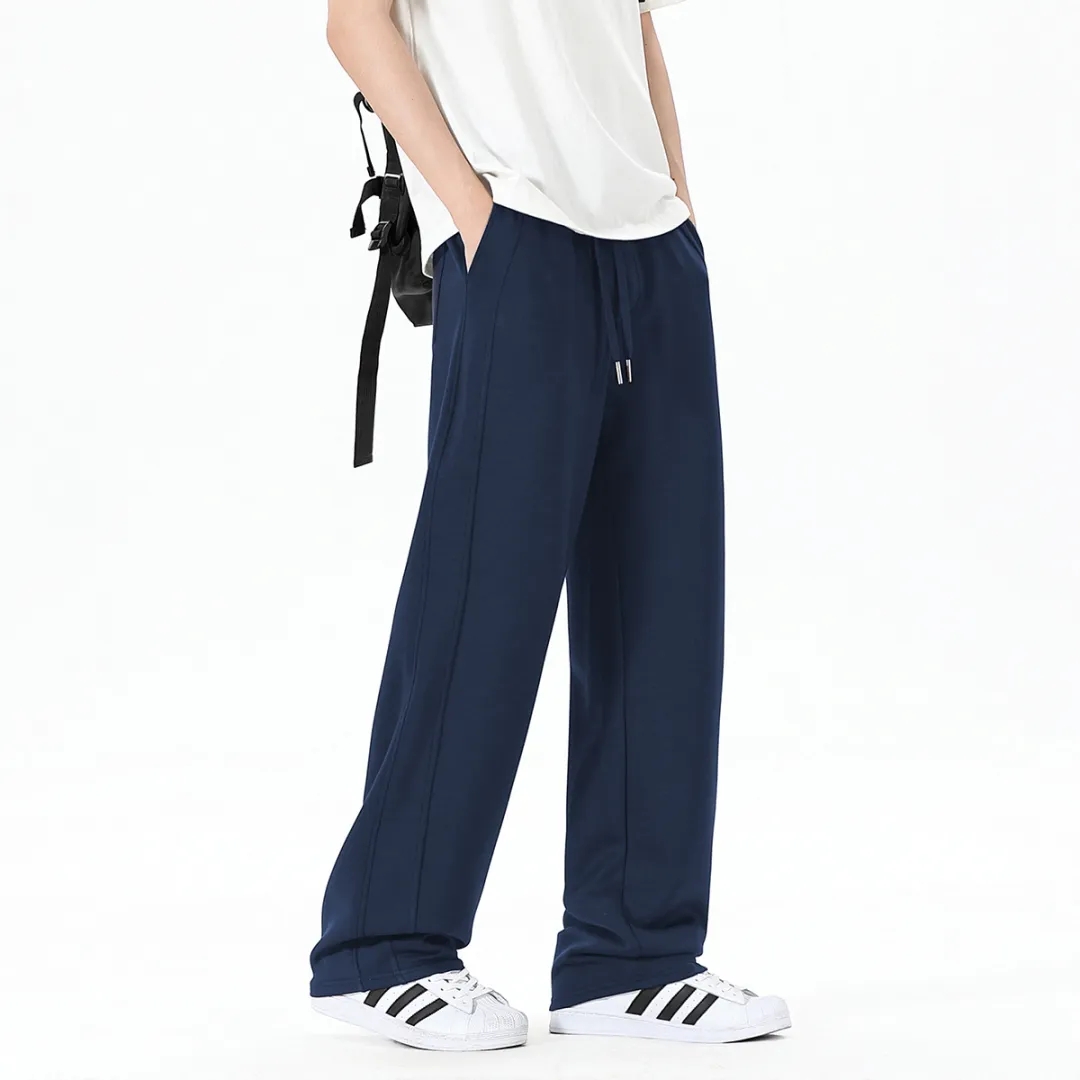 宽松显瘦弯刀裤春夏空气层男士松紧腰纯色长裤休闲裤！