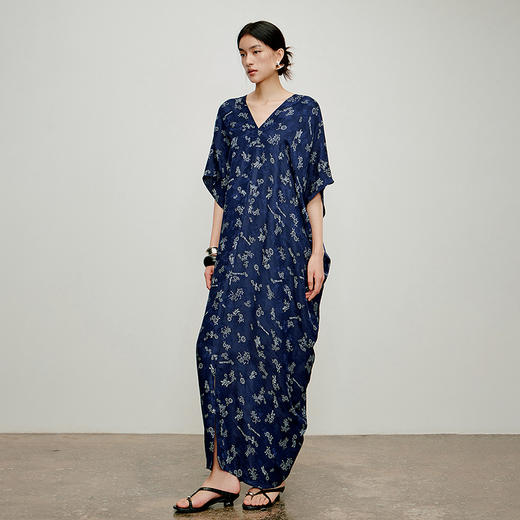 【林栖设计小店】蓝庭嬉趣|靛蓝色复古传统蓝印花布夏新款连衣裙子1962091 商品图4