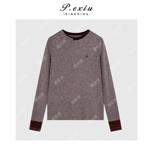 04-4潘依绣丁丁宠粉休闲减龄双面绒面拼接丝绒修身显瘦上衣W-63583 商品图1