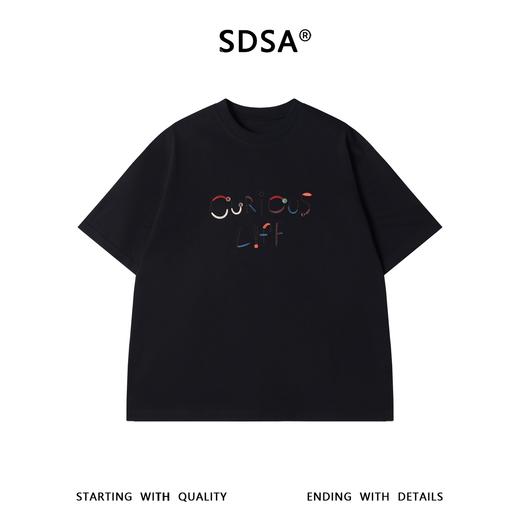 SDSA男装2026新款轻奢简约彩色刺绣字母圆领短袖T恤纽扣装饰百搭 商品图0