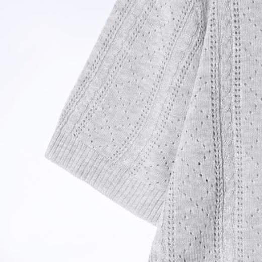 SDSA男装2026新款高贵轻奢竖条镂空提花短袖针织开衫宽松复古上衣 商品图2