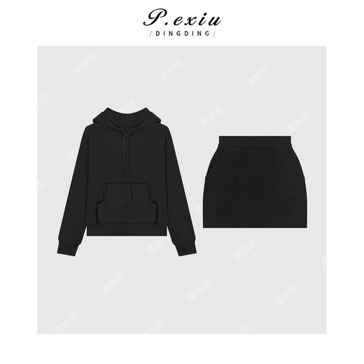 04-4潘依绣丁丁宠粉100%羊毛软糯亲肤松弛连帽上衣半身裙套装Q54489 商品图0