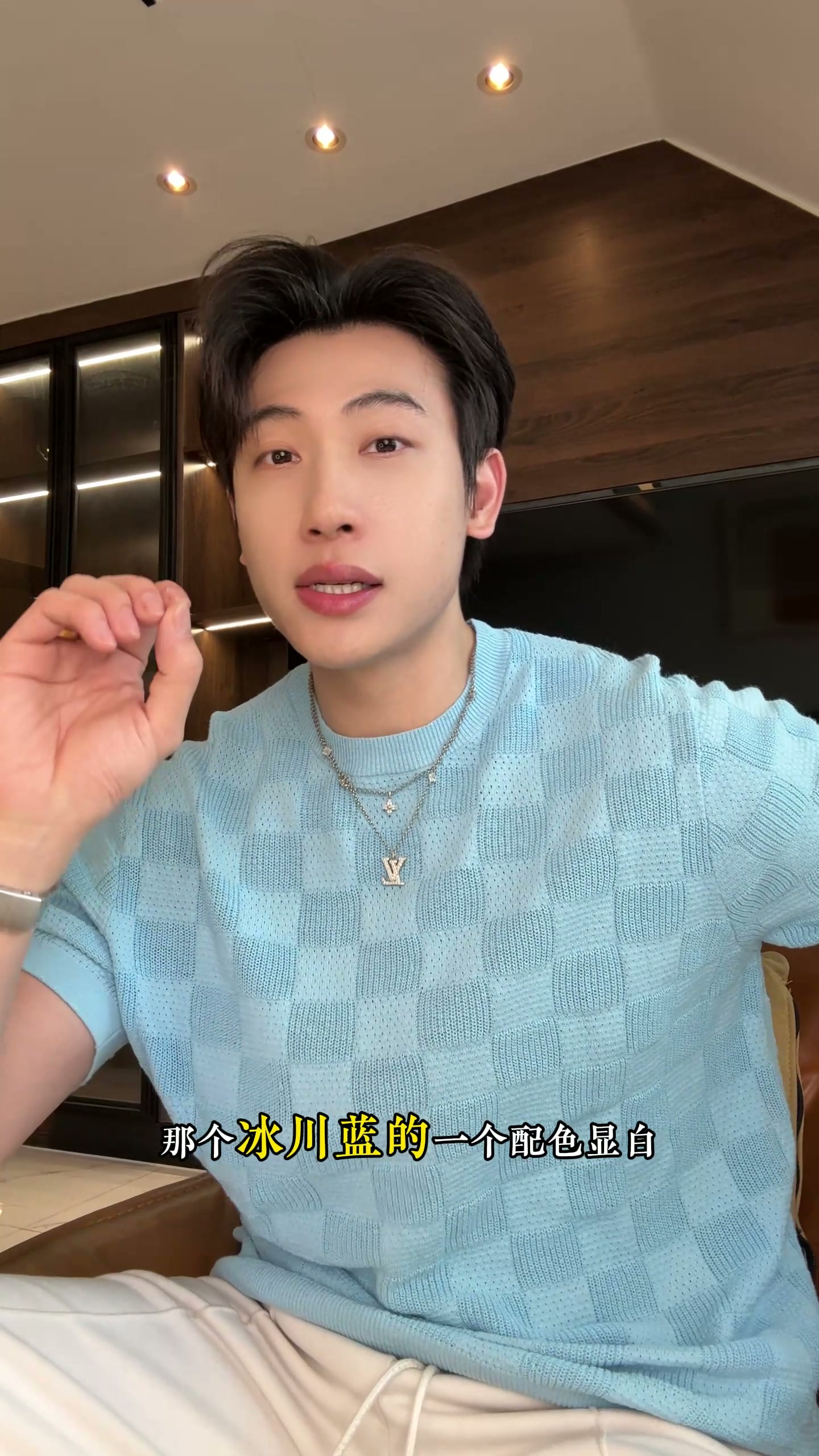 26MY06SDSA男装2026新款高贵轻奢潮牌简约棋盘格针织圆领短袖T恤百搭