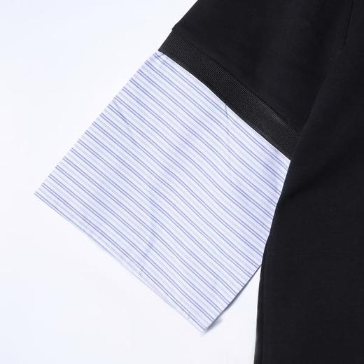 SDSA男装2026新款高贵轻奢假两件条纹拼接翻领小众设计感宽松短袖 商品图2