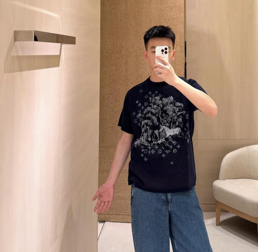 驴家 26ss刺绣字母标识提花针织T恤 商品图6